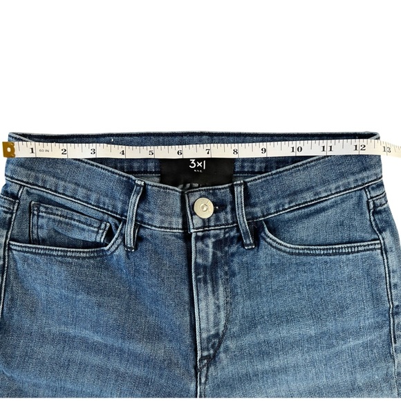 3x1 NYC Mid Rise Straight Leg Cropped Jeans Blue Wash Stretch - Size 25 - Picture 8 of 16